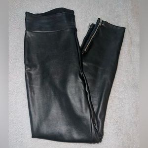 Vegan Leather Zip-Ankle Leggings